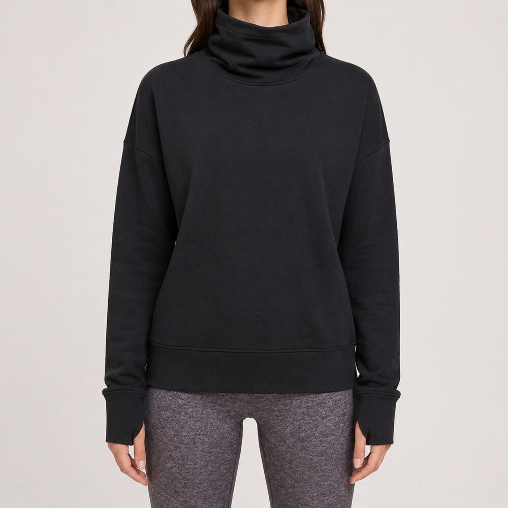 Lululemon Go Forward Sweatshirt Womens 4 Black Cowl Neck Pocket Athleisure